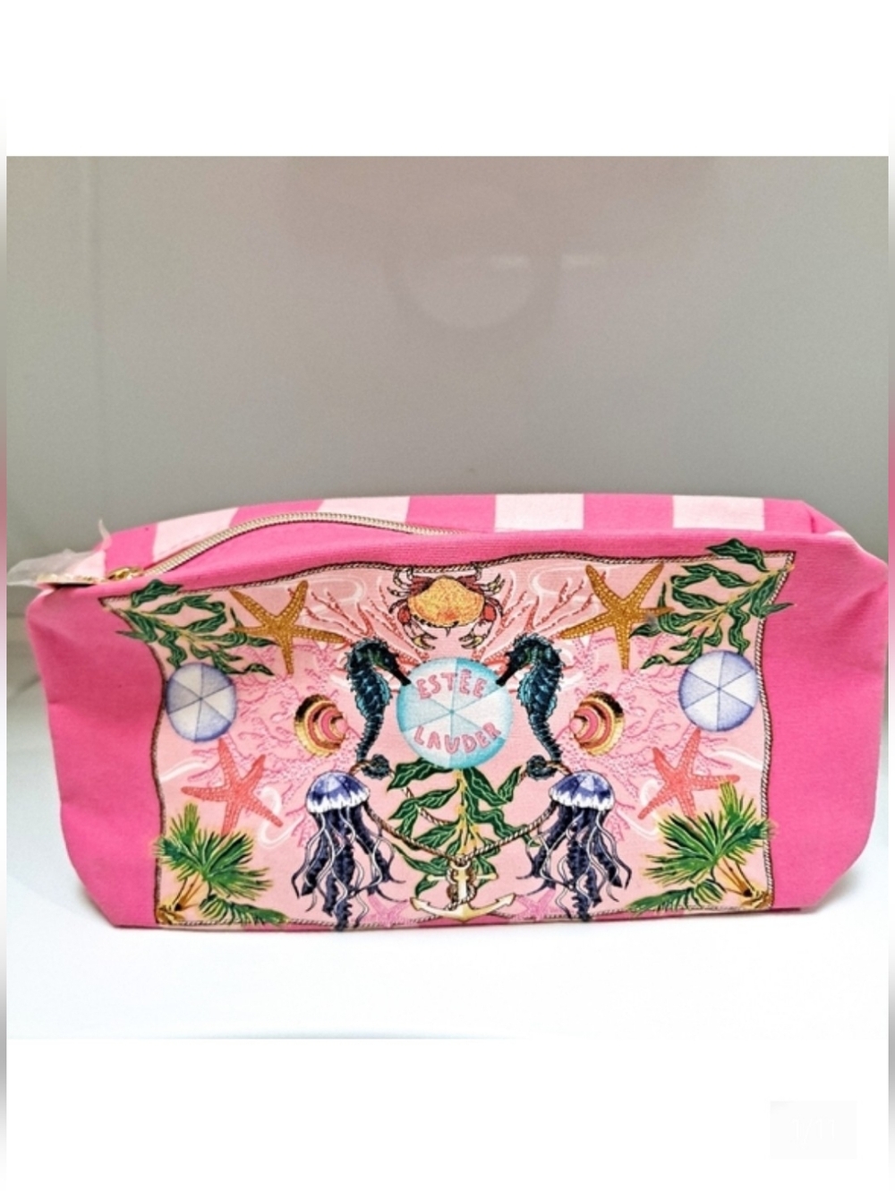 Estee Lauder Pink Sea Life Cosmetic Travel Pouch NWOT